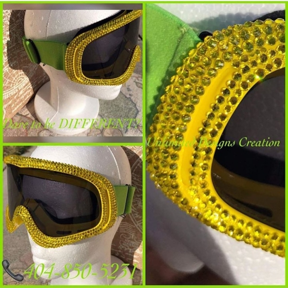 Bedazzled replica "Bob Sliegh" goggles.